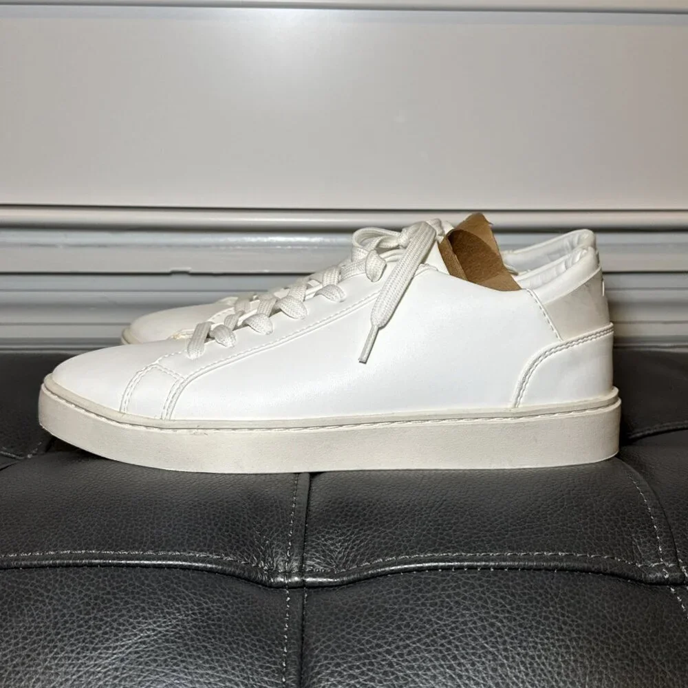Thousand Fell Lace Up Vegan Leather Sneakers, Women's 7.5 (White/White) - Picture 4 of 7